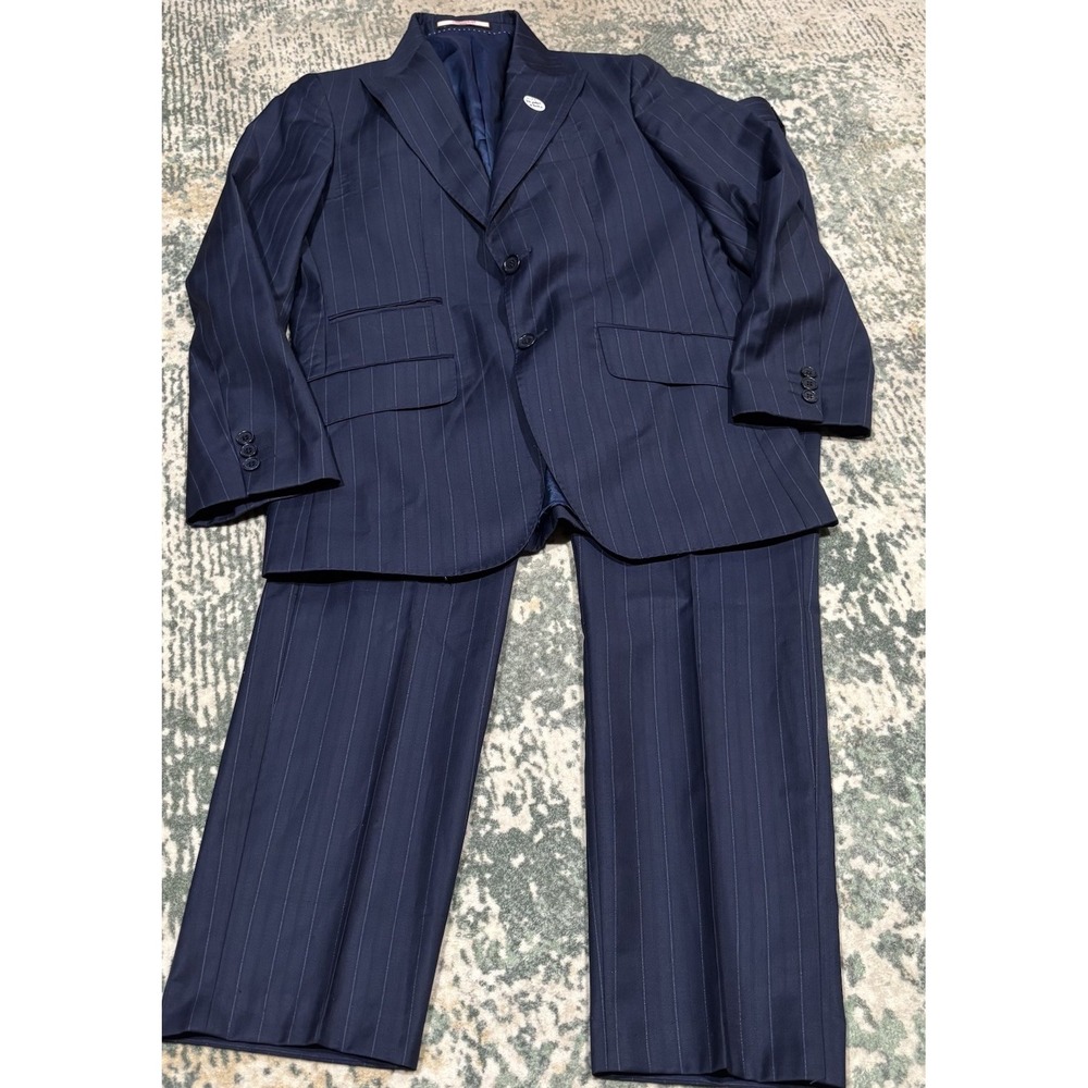 Connaisseur Paris Navy Pinstripe Suit 46 EU 36 US Lanificio Mario Super 170s